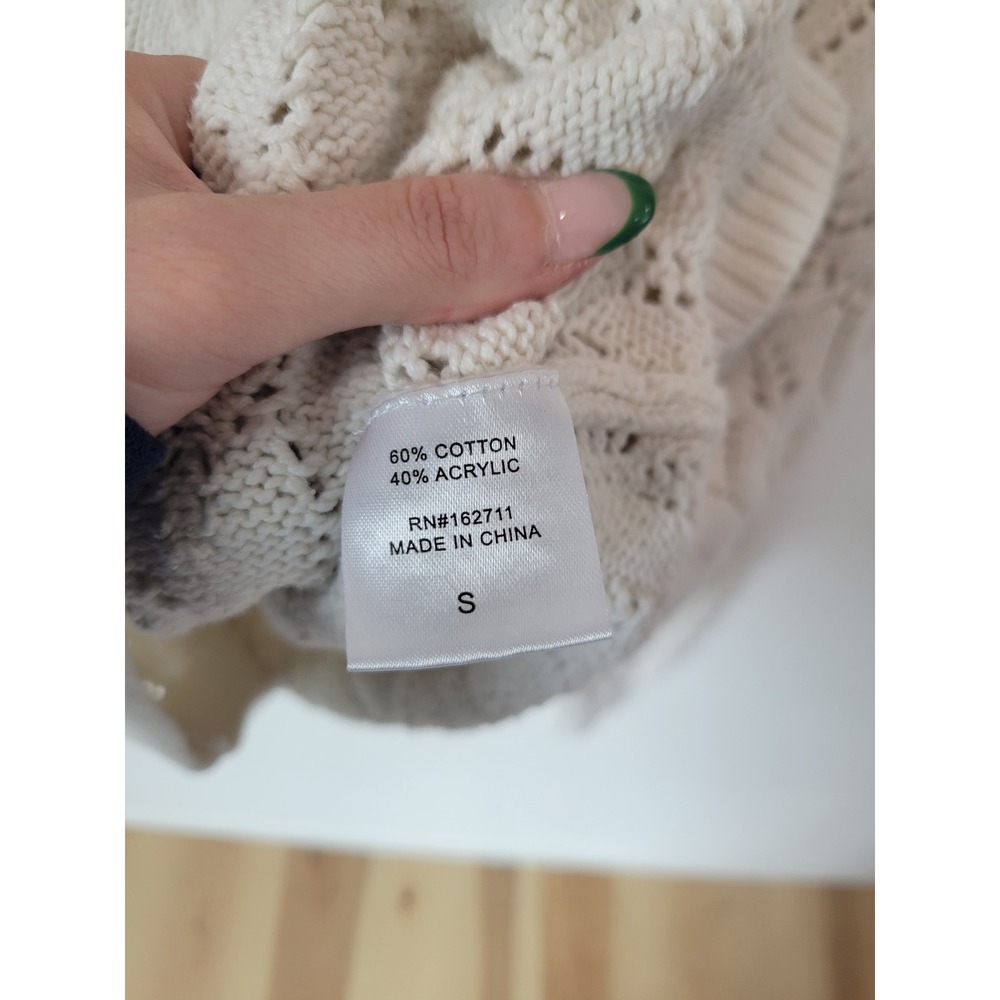 Hooked Up Pointelle Open Knit Sweater – Women's Small - Picture 4 of 5